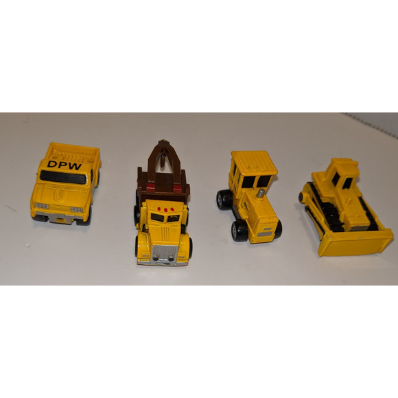 Lot 4 Vintage Galoob Micro Machines Construction Trucks Yellow Black - Picture 2 of 9